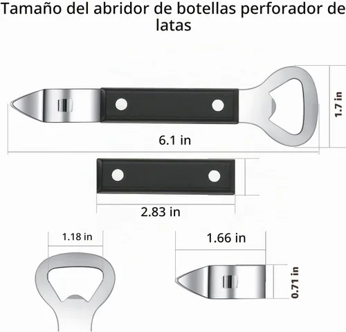 Vista 3 de HANCELANT Abrebotellas perforador, abrelatas manual de acero inoxidable, paquete de 3