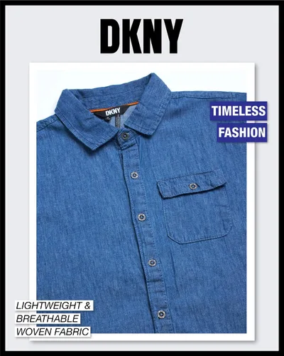 Vista 3 de DKNY Camisa de niño - Camisa de manga corta con botones (talla 8-20)