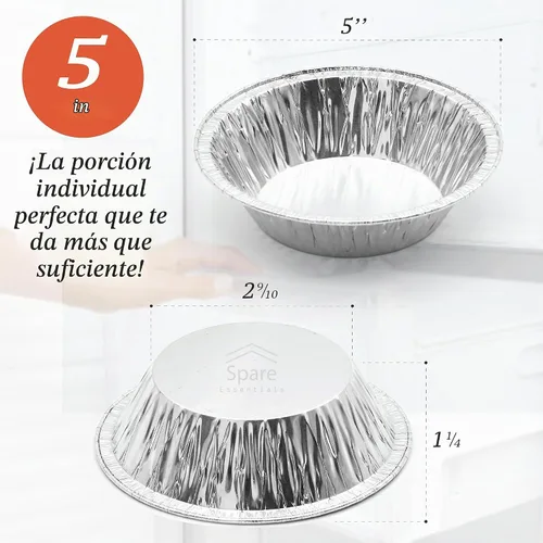 Vista 2 de Pack de 60 latas para tartas de 5 pulgadas, latas desechables para mini tartas, aluminio para tartas, moldes individuales para hornear mini potpie