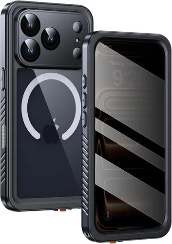 Vista 11 de Lanhiem Funda Magnética para iPhone 17 Pro de Privacidad, Funda Impermeable a Prueba de Polvo, [Protector de Pantalla Antiespía Integrado]
