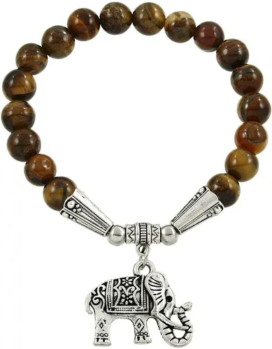 Vista 4 de Falari brazalete de piedras naturales de amuleto de elefante