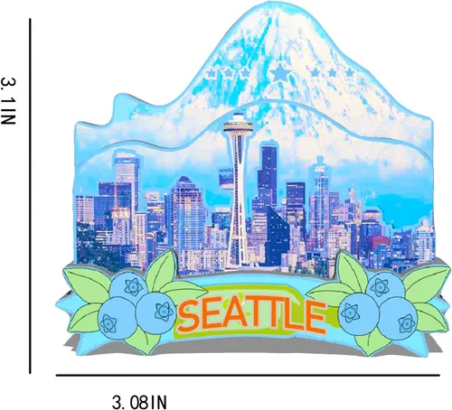 Vista 3 de Imán de Seattle de Estados Unidos para nevera, hitos de madera 3D, recuerdos coleccionables, decoración hecha a mano, 15