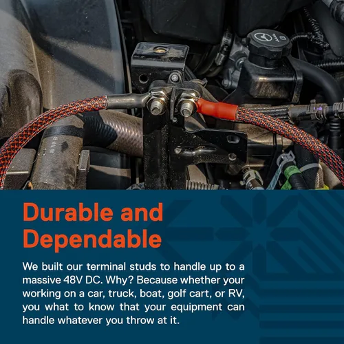 Vista 6 de True Mods - Poste de distribución de energía de 12 V a 48 V, 3/8 pulgadas, M10, terminal aislado de doble perno único, poste de conexión de batería