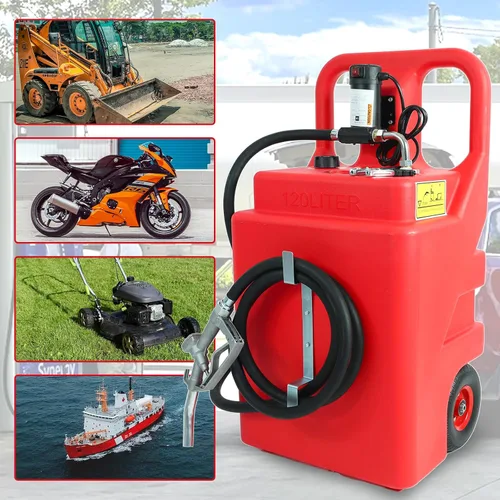 Vista 5 de Tanque de combustible portátil de 32 galones y 120 litros con bomba diésel de 12 V