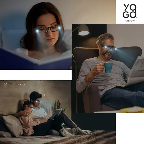 Vista 5 de Yogo Vision Reading Glasses with Light Bright LED Lighted Magnifier Nightime Reader Women Men Lighted Eye Glasses 2pk