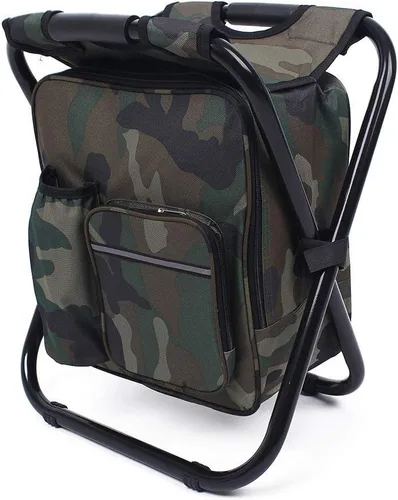 Vista 10 de Silla de camping plegable 3 en 1, mochila con bolsa de picnic aislada, bolsa de mesa de camuflaje para senderismo, equipo de campamento para pesca