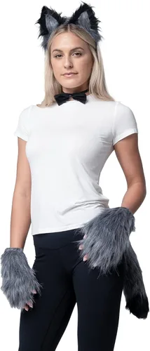 Vista 7 de Spooktacular Creations Wolf Ears Tail and Gloves Set, Furry Fox Accessories Set with Tail
