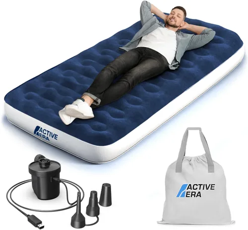 Vista 11 de Active Era Colchón de aire individual de 21 pulgadas con bomba integrada y almohada elevada, resistente a pinchazos, cama inflable impermeable