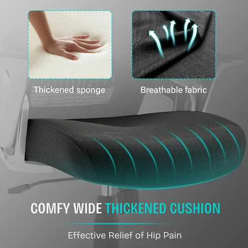 Vista 6 de SUNNOW Silla de oficina, silla ergonómica de escritorio para computadora, silla ejecutiva resistente, soporte lumbar ajustable, brazos abatibles