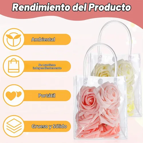 Vista 3 de LEIFIDE 40 bolsas de regalo transparentes con asas, de 5.9 x 5.1 x 2.76 pulgadas, de plástico de PVC, reutilizables, bolsas a granel para compras