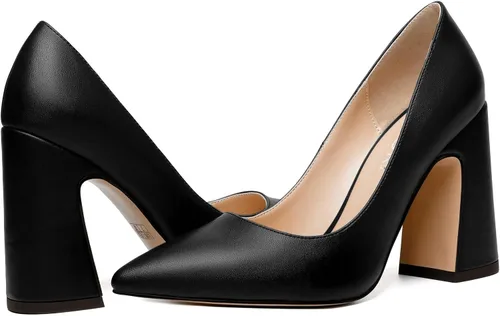 Vista 6 de NUMALEO Zapatos de tacón alto para mujer, sin cordones, con puntera puntiaguda, sexy, mate, para club nocturno, 4 pulgadas