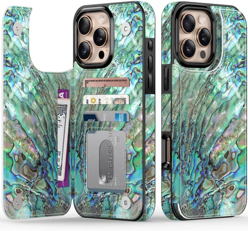 Vista 390 de LETO para iPhone 15 Pro Funda tipo cartera - Tapa tipo folio con patada - Diseños de moda - Tarjetero - Funda protectora para mujeres y niñas - 6.1
