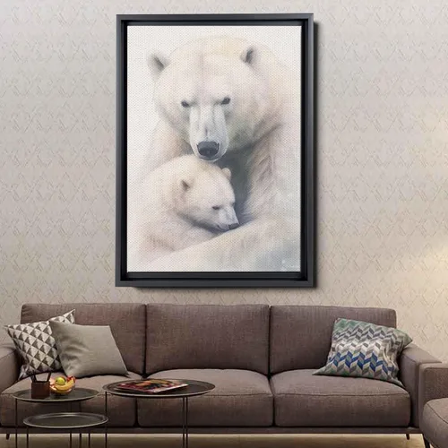 Vista 4 de Fox Mother Cub Print, In The Style Of Stencil-Based, Ivory, Kids Wall Art, Kids Wall Art Display, Mom And Baby Animal Art Print