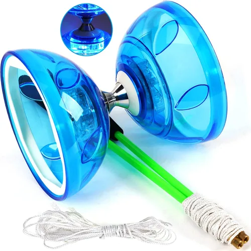 Vista 7 de BodyRhythm - Juego de cinco rodamientos de yoyo chino con varillas de fibra de vidrio, cuerdas ajustables para todas las edades, lo mejor para Azul