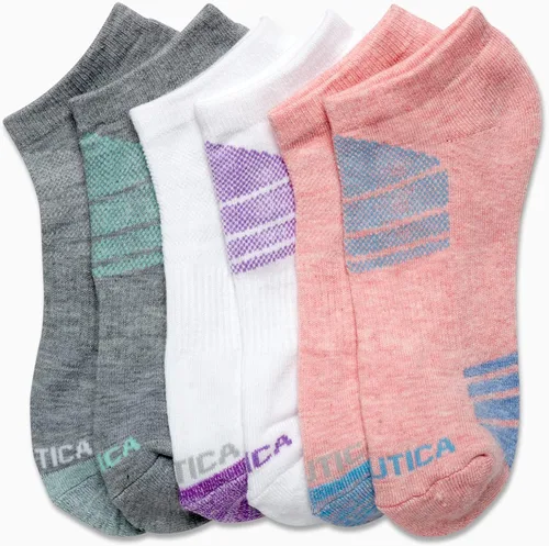 Vista 3 de Nautica Calcetines para mujer - Calcetines de corte bajo con cojín atlético paquete de 6