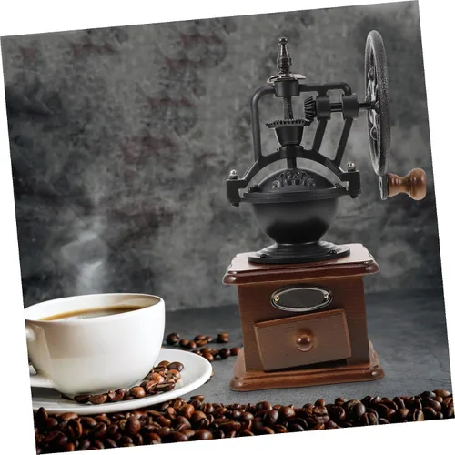Vista 4 de Molinillo de grano de café con manivela vintage, molinillo de café manual portátil para el hogar y viajes recién molido