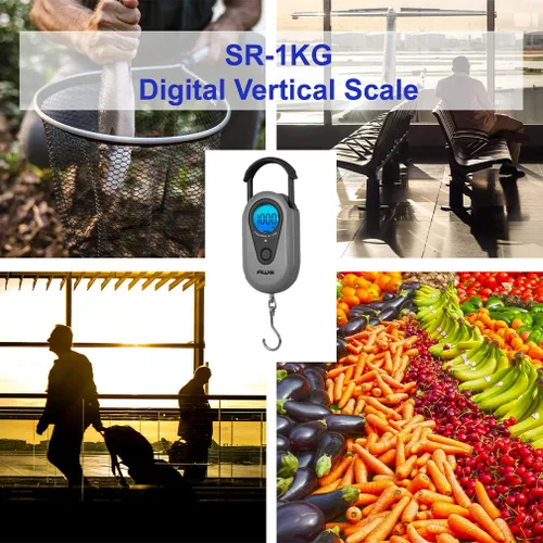 Vista 2 de American Weigh Scales Escala colgante digital Mango retráctil, pantalla LCDAMW-SR-1KG1000 x 1G (gris)
