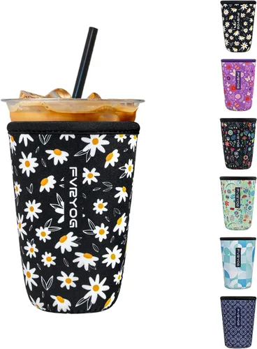 Vista 9 de Fundas de neopreno reutilizables aisladas para café helado, fundas para tazas de café helado, fundas para bebidas heladas y calientes