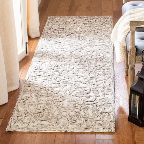 Vista 17 de SAFAVIEH Trace Collection - Alfombra decorativa de 2 x 3 pies, marrón y marfil, lana hecha a mano, ideal para zonas de alto tráfico en entrada, sala