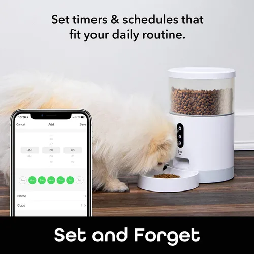 Vista 3 de Geeni - Comedero inteligente automático para perros y gatos de 4 litros, control Wi-Fi compatible con Alexa y Google Home