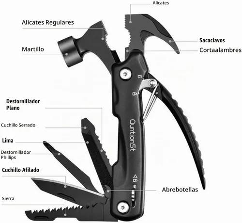 Vista 4 de Regalos para hombres, multiherramienta de martillo 12 en 1, rellenos de calcetines para hombres, rellenos de calcetines de Navidad para adultos