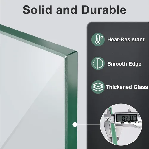 Vista 3 de GASPRO - Protector de viento de vidrio de 45 x 15.5 pulgadas para mesa de fogata rectangular, panel de vidrio templado grueso y resistente