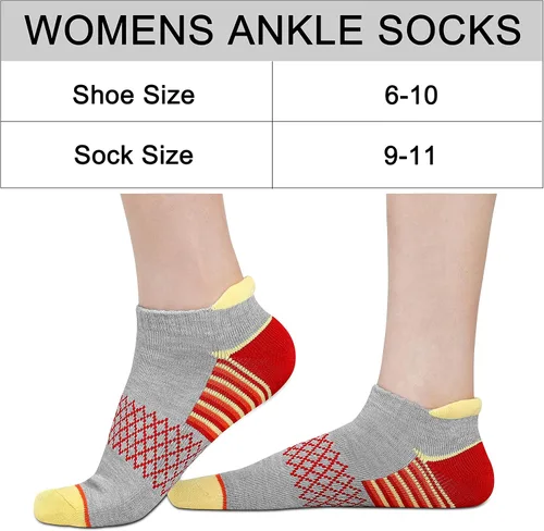 Vista 4 de eallco Calcetines de tobillo para mujer, calcetines deportivos acolchados con lengüeta, 6 pares