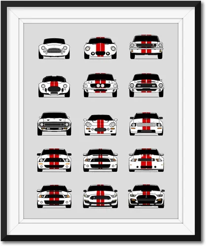Vista 13 de Custom Car Posters Póster hecho a mano compatible con Shelby Evolution Print Wall Art Decor Best of Shelby Generations, multicolor, 8 x 10 pulgadas