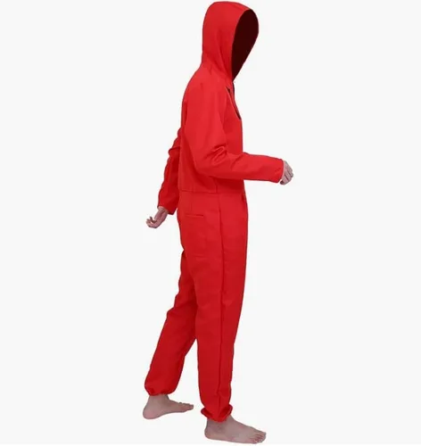 Vista 4 de Disfraz unisex rojo para fiesta de Halloween bata unisex para fiesta de Halloween fiesta de Halloween grupo para parejas cosplay conjunto completo