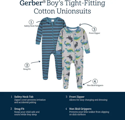 Vista 5 de Gerber baby-boys 4-pack Footed Pajamas