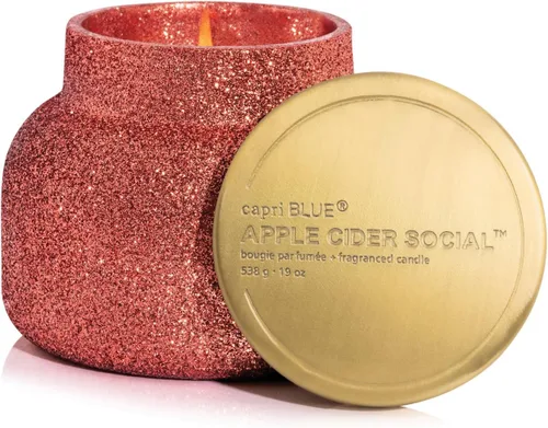 Vista 8 de Capri Blue Signature Glam - Vela en frasco, mezcla de cera de soja de larga duración, velas con purpurina para el hogar perfumadas con aromas