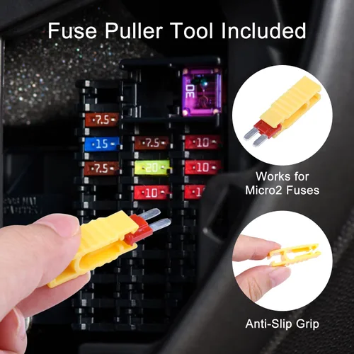 Vista 6 de Juego surtido de fusibles Micro2 - 105 fusibles ATR APT para automóvil con extractor de fusibles, fusible de repuesto automotriz para automóvil