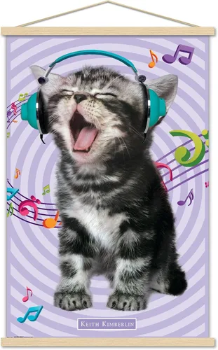 Vista 11 de Trends International Keith Kimberlin - Gato - Póster de pared cantando, 14.725 x 22.375 pulgadas, versión con marco de madera tipo granero