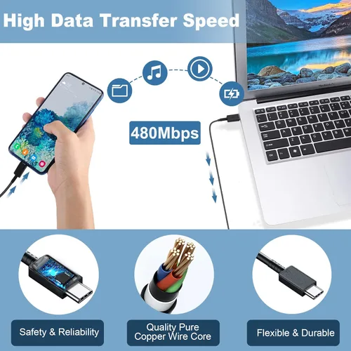 Vista 4 de Kit de cargador súper rápido tipo C, bloque de cargador de teléfono Android PD de 25 W PD USB C y cable de carga C de 5 pies, cable de carga rápida