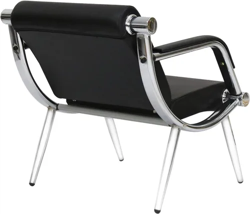 Vista 6 de Peach Tree - Silla de recepción lateral ejecutiva de cuero negro para oficina, sala de espera, sala de espera, sala de peluquería, silla de espera