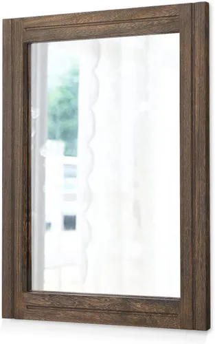 Vista 20 de AAZZKANG Espejo de pared rústico con marco de madera rectangular para colgar en casa de campo o baño, sala de estar o dormitorio decoración