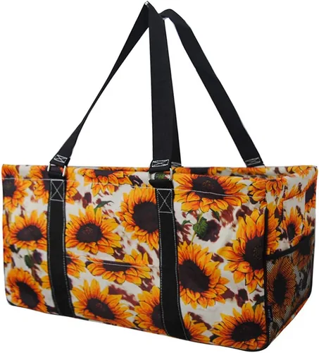 Vista 66 de NGIL Bolsa de comestibles reutilizable extra grande plegable de gran tamaño para comestibles, almacenamiento, picnic, playa, Estampado de vaca