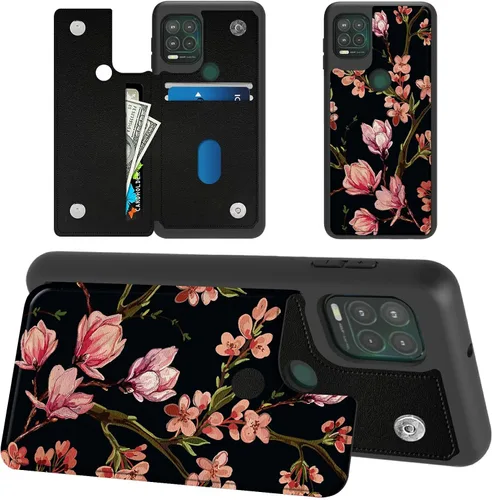 Vista 20 de Funda tipo cartera de mármol abstracto para Moto G Stylus 5G 2021 con tarjetero y bloqueo RFID, piel sintética suave, función atril, cierre