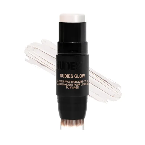 Vista 7 de Nudestix Nudies Glow - Resaltador en crema multiusos para mejillas, ojos y cuerpo con cepillo integrado, acabado radiante, maquillaje limpio, vegano
