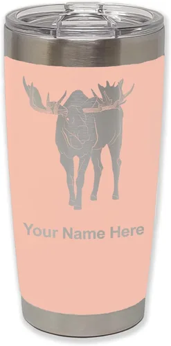 Vista 30 de LaserGram Vaso aislado al vacío de 20 onzas, alce, grabado personalizado incluido (negro)