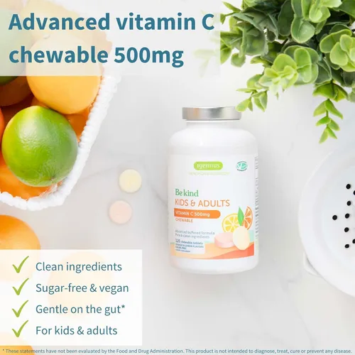 Vista 2 de Igennus - Vitamina C suave tamponada masticable 250-500 mg, niños y adultos, absorción optimizada con ascorbato de sodio y ácido ascórbico, sin