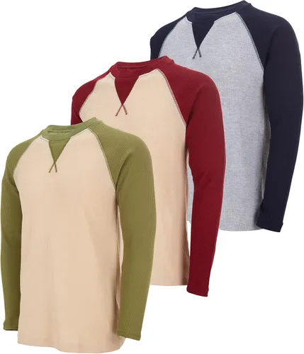 Vista 39 de DARESAY Paquete de 3: camiseta térmica de manga larga para hombre, camisetas de manga larga Henley & Crew para hombre, camisetas de manga larga
