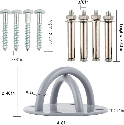 Vista 2 de Soporte de montaje en pared para gimnasio y hogar, correas de suspensión de anclaje para anillos olímpicos, entrenamiento de fitness, yoga