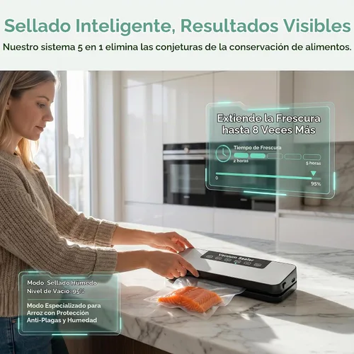 Vista 2 de Sellador compacto de vacío 5 en 1: modos V/M/D/R/S, fresco más