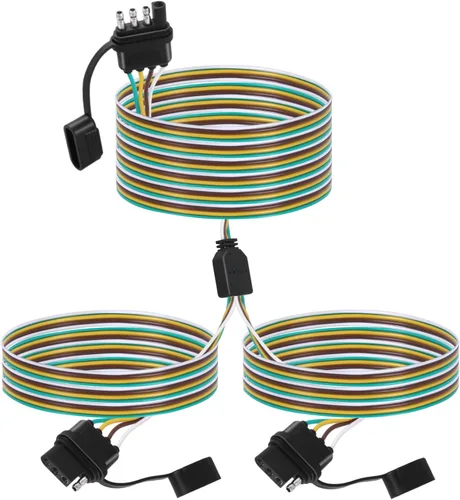 Vista 9 de NEWSUN® 10 pies 3 m de largo Arnés de cableado de remolque extensible premium 4 vías planas Conector de cableado de cobre chapado en plata de 4 10ft