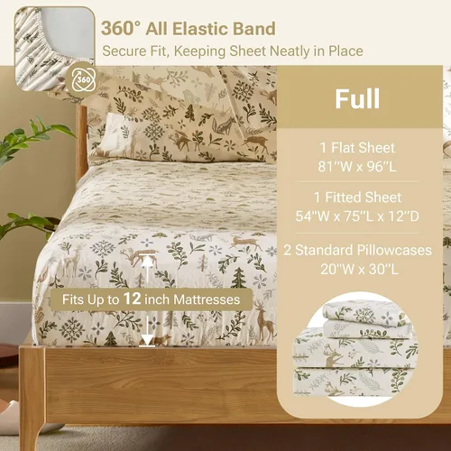 Vista 158 de Sleep Philosophy - True North - Juego de sábanas de franela, 100% de algodón, cómodo, bonito y muy suave, con bolsillo elástico que se adapta a