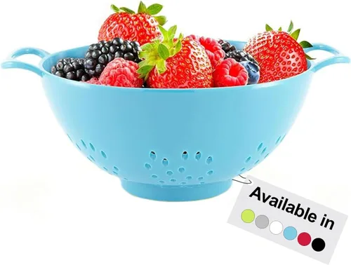 Vista 11 de Meadow Lane - Colador pequeño de 6 pulgadas, libre de BPA, apto para lavavajillas, con asas dobles, escurridor compacto de alimentos para bayas