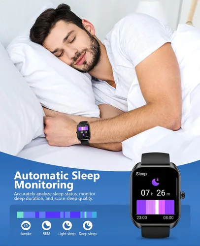 Vista 5 de Reloj inteligente (respuesta/hacer llamadas) para hombres y mujeres, reloj inteligente de 2.02 pulgadas con oxígeno en sangre, presión arterial