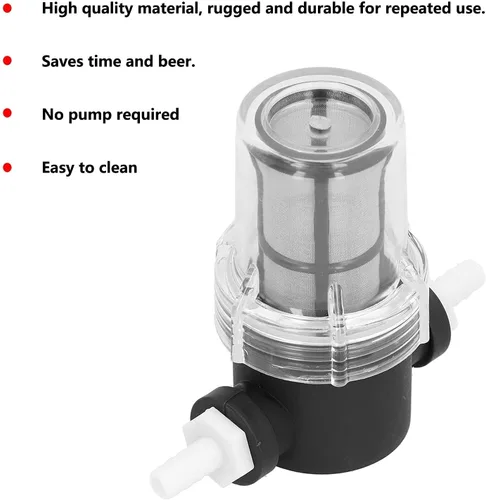 Vista 7 de Cyrank Inline Beer Filter, Beer Inline Filter Strainer Beer Brewing Filter Beer Mesh Filter for Home Brewing 150 80 Mesh Water and Beer Filtering