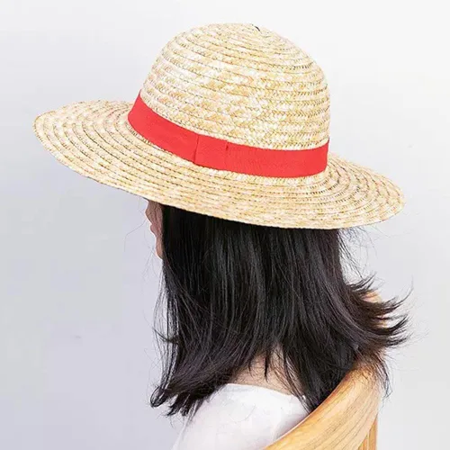 Vista 3 de Ruffy Sombrero de paja Verano Playa Sombrero de sol One P. Collar PU Pulsera 3 piezas